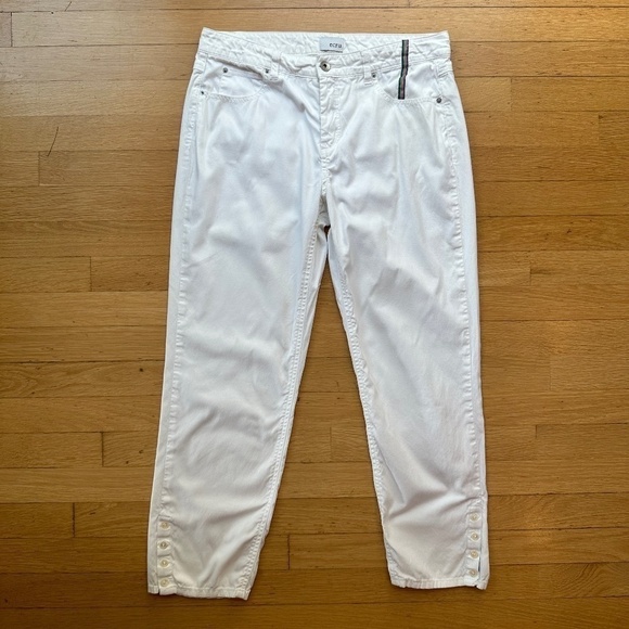 Ecru Cotton Blend White Pants Womens Sz 6 Buttons Ankle Straight Leg - Picture 1 of 12